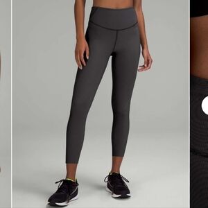 Lululemon Base Pace High-Rise Crop 23" *Two-Tone Ribbed Black/Grey Leggings